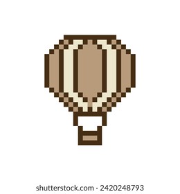 Hot air balloon on white background. Pixel art. Vector illustration. 
