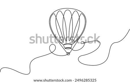 Hot Air Balloon in one continuous line drawing. One line poster. Outline hot air balloon. For interior design and presentations. Vector illustration.