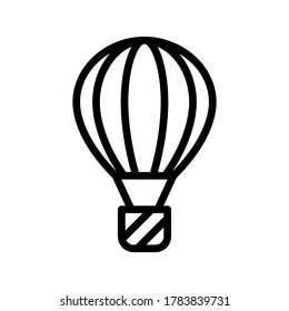 Hot air balloon outline icon isolated on white background, Hot air balloon line icon, Hot air balloon vector illustration for logo, ui, web, apps, banner, poster, brochure, infographic, etc.