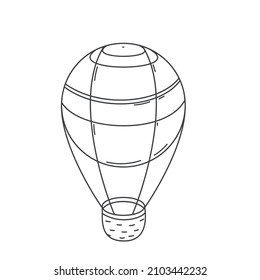 Hot air balloon outline icon. Simple linear sketch vector illustration