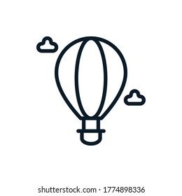 Hot air balloon outline icons. Vector illustration. Editable stroke. Isolated icon suitable for web, infographics, interface and apps.