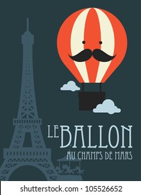 hot air balloon in paris vector/illustration