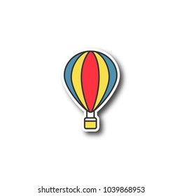 Hot air balloon patch. Aerostat. Color sticker. Vector isolated illustration