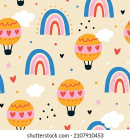 Hot air balloon pattern. Rainbow pattern.