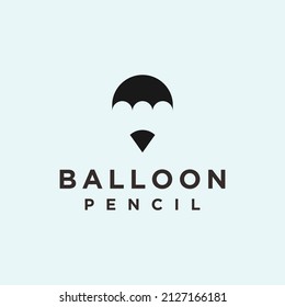 hot air balloon pencil logo. pen logo