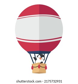 hot air balloon with penguin cartoon