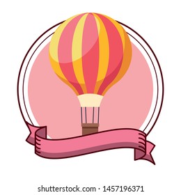 hot air balloon pink background isolated vector illustration graphic design