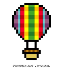 Hot air balloon in pixel art style