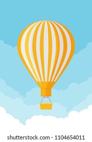 Hot air balloon. Planning summer vacations. Tourism and vacation theme. Flat design vector illustration.