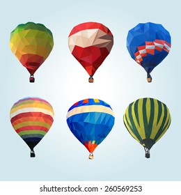 Hot air balloon polygon vector