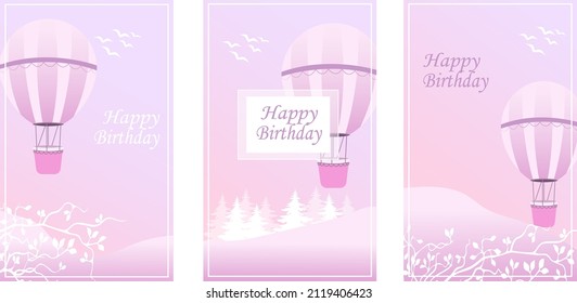 Hot air balloon postcard set