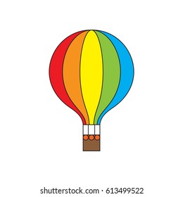 Hot air balloon rainbow colors icon, vector illustration