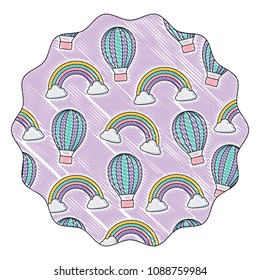 hot air balloon and rainbow pattern