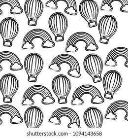 hot air balloon and rainbow pattern