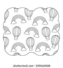 hot air balloon and rainbow pattern