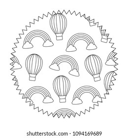 hot air balloon and rainbow pattern