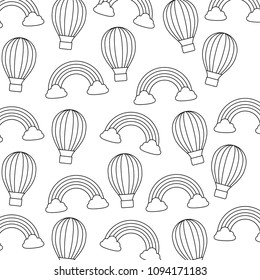 hot air balloon and rainbow pattern