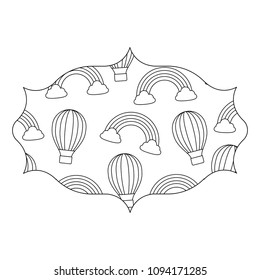hot air balloon and rainbow pattern
