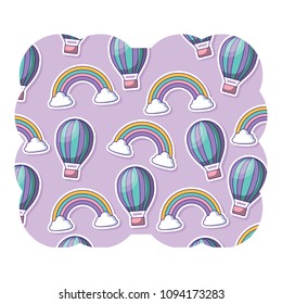 hot air balloon and rainbow pattern