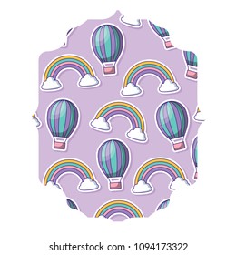 hot air balloon and rainbow pattern