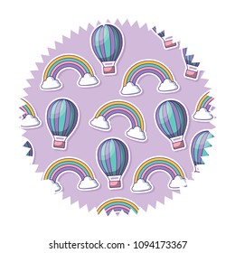 hot air balloon and rainbow pattern