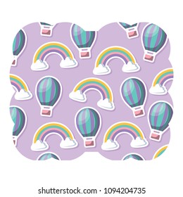 hot air balloon and rainbow pattern