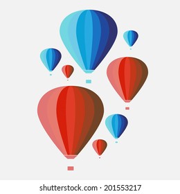 Hot air balloon, retro design, vector illustration