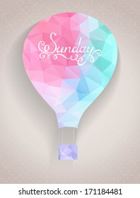 Hot air balloon in retro style. Retro hot air balloon of geometric shapes. Geometric retro background with place for your text. EPS 10.
