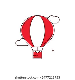 Hot Air Balloon, Balloon Ride, Air Adventure, Hot Air Ballooning, Scenic Flight, Balloon Festival, Sky Travel Vector Icon Design