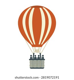 Hot air balloon ride with passengers enjoying scenic view from basket recreational travel