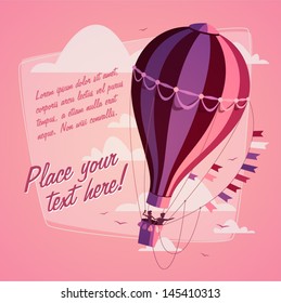 Hot air balloon. Romantic background