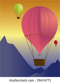 Hot air balloon scene 2 - vector