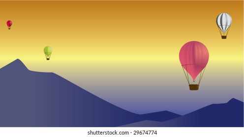 Hot air balloon scene 3 - vector