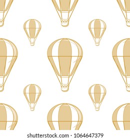 Hot air balloon seamless pattern on a white background. Stock flat vector illustration.