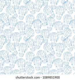 Hot air balloon seamless pattern. Vector background illustration.