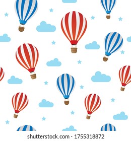 hot air balloon seamless pattern