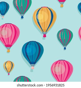 Ilustración vectorial de patrón transparente de globo de aire caliente