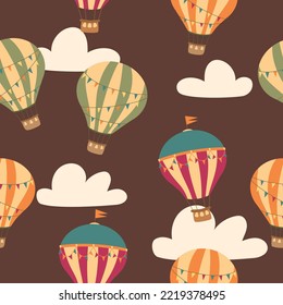 Hot air balloon seamless pattern