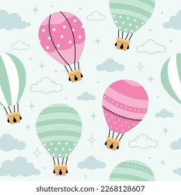 Hot air balloon seamless pattern wallpaper background