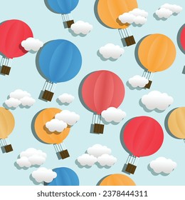 hot air balloon seamless pattern