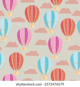 hot air balloon seamless pattern