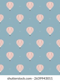 Hot air balloon seamless pattern design. Vector illustration.