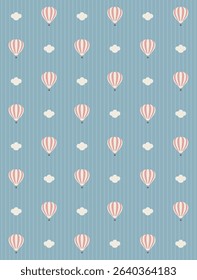 Hot air balloon seamless pattern design. Vector illustration.