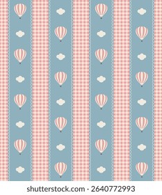 Hot air balloon seamless pattern design. Vector illustration.