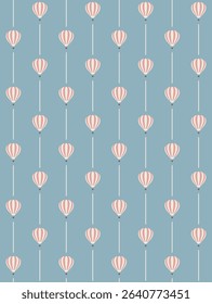 Hot air balloon seamless pattern design. Vector illustration.