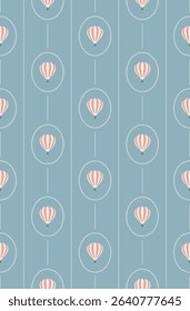 Hot air balloon seamless pattern design. Vector illustration.