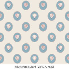 Hot air balloon seamless pattern design. Vector illustration.
