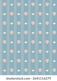 Hot air balloon seamless pattern design. Vector illustration.