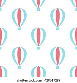  Hot air balloon. Seamless pattern. Travel background.