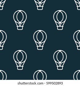 Hot air balloon seamless pattern. Cute seamless background. Pattern of white hot air balloon isolated on blue background